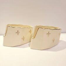 Pair Art Deco Style Ceramic Fleur de Lys Lis Utensil Holder Made In Japan MCM