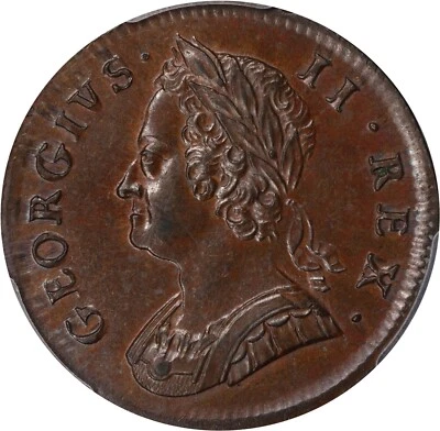 ENGLAND GEORGE II 1748 1/2D HALF PENNY COIN, UNCIRCULATED PCGS CERTIFIED MS62-BN - Image 1 of 4