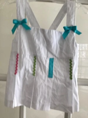 NWT Girls Hartstrings Summer Top, Size 7, White With Ribbon Trim - Image 1 of 4