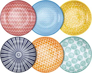 Porcelain Salad Pasta Bowls Serving bowls - 26 Ounce Set of 6 Assorted Colors - Picture 1 of 3