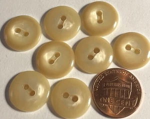Set of 8 Vintage NOS Domed Glossy Beige Plastic Buttons Almost 5/8" 15.5mm 14843 - Picture 1 of 2