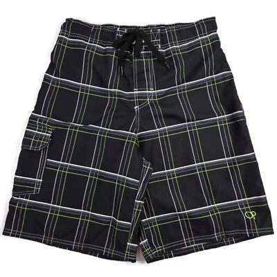 Мужские плавки Ocean Pacific плоские спереди черные зеленые белые клетчатые размер XXL - Изображение 1 из 4