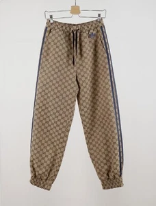 Women's Gucci X Adidas GG Monogram Beige Cotton Track Pants Joggers Size S - Picture 1 of 17