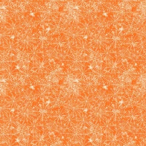 All Hallows Eve Spider Web Y3822-36 Orange FQ Halloween Fabric Fat Quarters - Picture 1 of 3