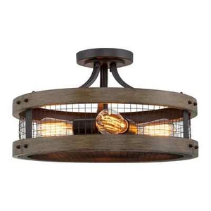 Kira Home Cooper 18" 4-Light Farmhouse Semi Flush Mount Ceiling Light, Walnut St - Picture 1 of 6