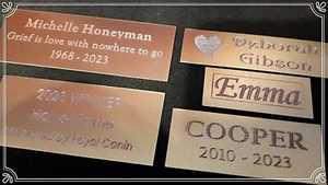 Trophy Plates Plaques Bench Memorial (Matt Gold) UNLIMITED FREE ENGRAVING - Picture 1 of 4