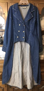Giacca denim coda lunga borchie RAMA of USA donna XL 90s Country Diva Rockabilly - Foto 1 di 22