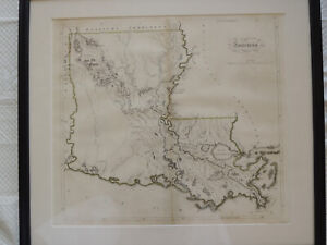 Matthew Carey 1814 Louisiana Map  ~ 17.5" x 15.5" rare 1st edition Philadelphia