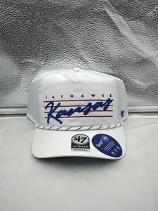 Kansas Jayhawks NCAA '47 Brand White Script Hitch Adjustable Snapback Hat - Picture 1 of 5