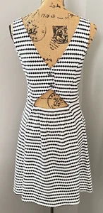 Anthropologie Maeve Dress Black Motif Cut Outs Pockets Fit Flare 12 12P Texture - Picture 1 of 9