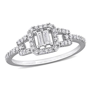 Amour 10K White Gold 1/3 CT TW Diamond Cluster Engagement Ring - Picture 1 of 7