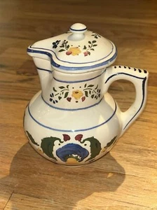 Vintage LDBCo Czechoslovakia Pitcher With Lid Hand Painted Floral Print Tea Pot - Picture 1 of 8