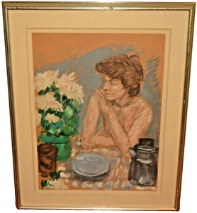 GEORG EISLER Original Vintage Signed Floral Still Life Portrait Gouache Painting - Picture 1 of 12