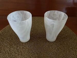 2 Crabtree & Evelyn Frosted Swirl Glass Tumblers Vanity Dish Candle Holder