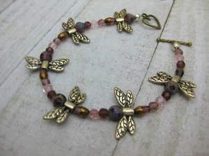 Libelle Armband 7,5" lila Perlen - Bild 1 von 5