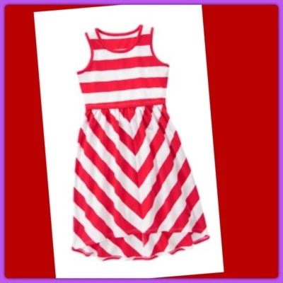 NWT Girls 6 Gymboree STAR SPANGLED SUMMER Red & White STRIPED DRESS Hi/Low MAXI - Image 1 of 2