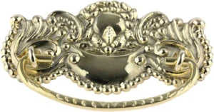 (5 Pack) 3 inch Flower & Leaf Design Bail Pull Solid Brass - Picture 1 of 1