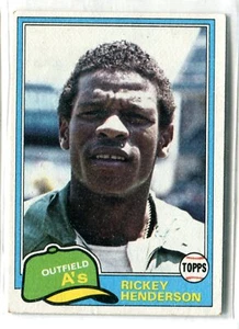 Tarjeta base 1981 Topps Rickey Henderson segundo año #261 HOF A's OC y esquinas suaves - Imagen 1 de 1