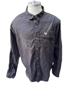 True Religion Black Button Up Graphic Shirt Mens 2Xzl - Picture 1 of 7