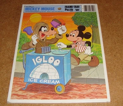 Mickey Mouse and Goofy Whitman 12 Piece Jigsaw Frame-Tray Puzzle Complete 1981 - Image 1 of 2