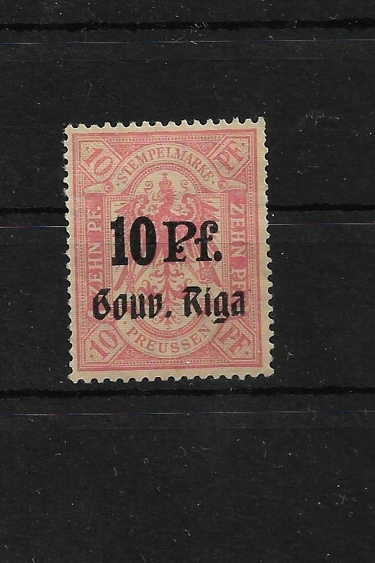 LATVIA GERMANY 1918.  RIGA  overp. Nom. 10pf MH - Image 1 of 1