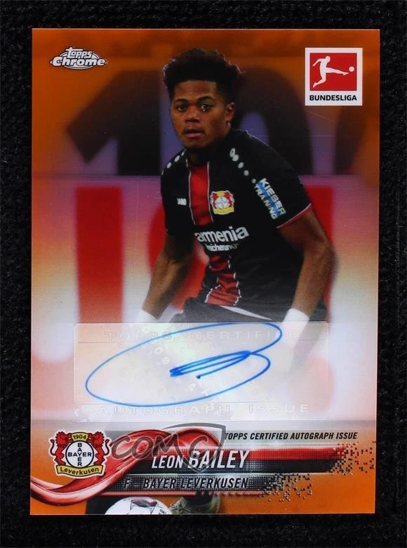 2018 Topps Chrome Bundesliga Orange Refractor /25 Leon Bailey #38 Rookie Auto RC - Image 1 of 2