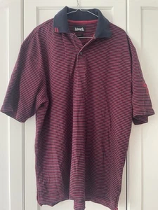 Ashworth Red Navy Striped Polo Shirt - Large, Excellent Used Condition - Picture 1 of 1
