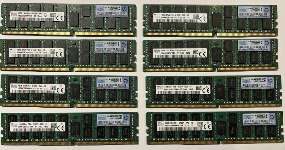 HP Server-Hynix 128G (8x16GB) 240-pin DIMM PC4-2133R ECC REG -( HMA42GR7FR4N-TF) - Immagine 1 di 1
