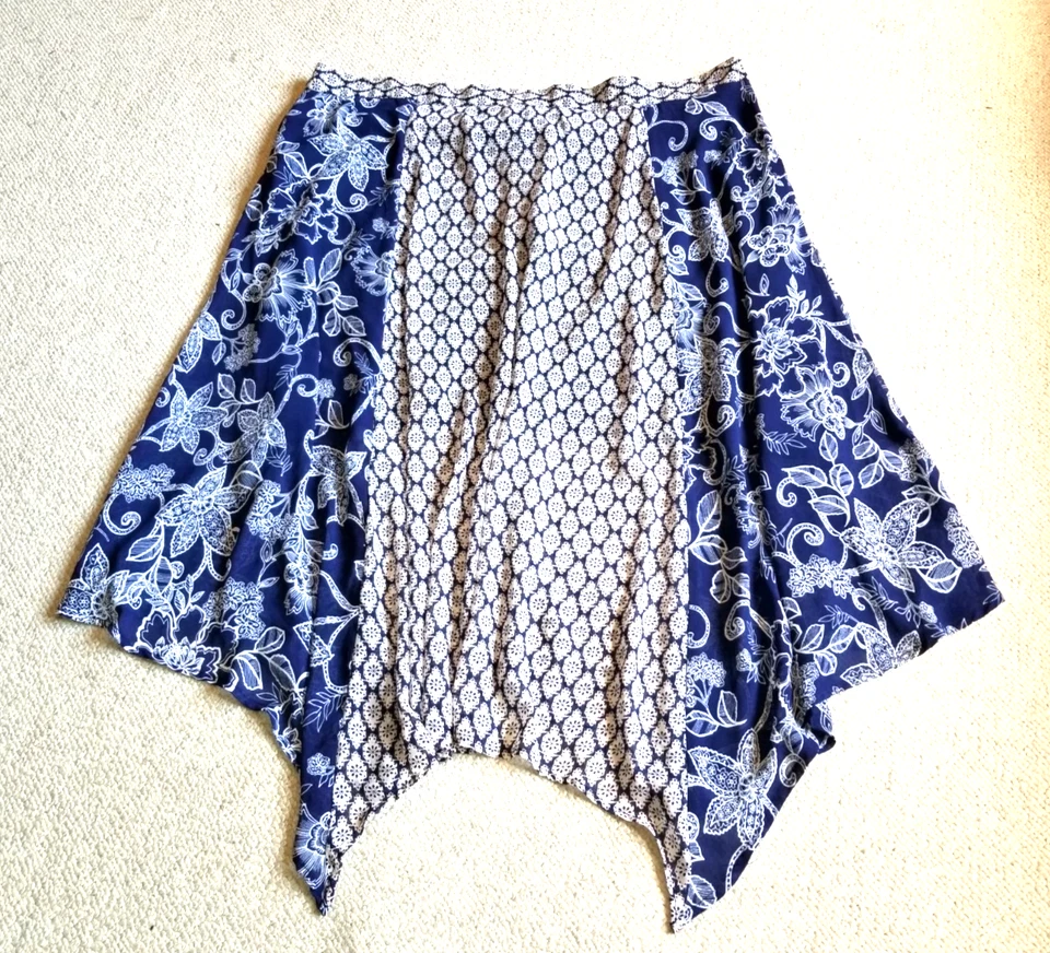 Mujer Falda-ROZ y Ali-azul marino/azul floral sedoso BOHO asimétrico midi lagenlook-24 Foto 1 de 4