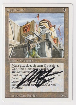 Miscut Signed Juggernaut LP Revised Edition Artist Dan Frazier 1994 MTG Magic! - Image 1 of 2