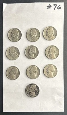 Random lot of 10 Nickels dated 1960-1964 (order #76) - Image 1 of 4