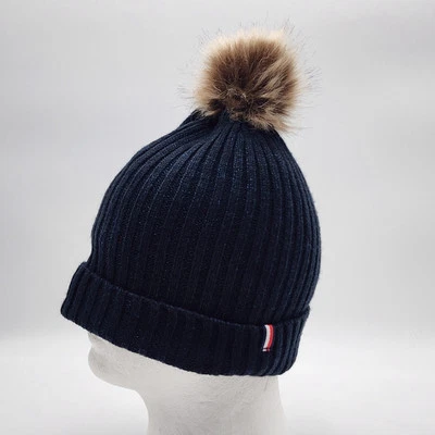 Tommy Hilfiger женщин один S. с манжетами вязаный флис с подкладкой Beanie шляпа темно-синий новый с Ярлыками - Изображение 1 из 4