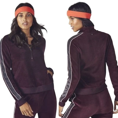 Fabletics Borgoña Terciopelo 1/4 Cremallera Suéter Chaqueta (L) Terciopelo Ocio Pullover Foto 1 de 4