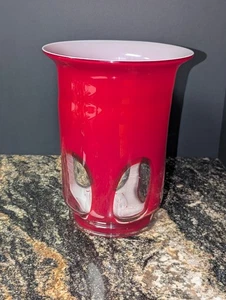 Murano Cased Red & White Glass Vase, 1970s - Picture 1 of 4