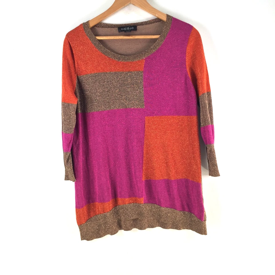 August seda mujer punto top talla XL metalizado multicolor manga 3/4 121744 Foto 1 de 4