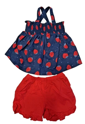 Conjunto de camiseta sin mangas y pantalones cortos ajustados fresa azul marino y rojo 2T Carters para niñas pequeñas Foto 1 de 4