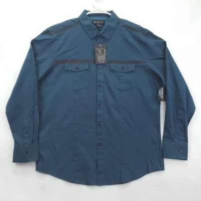INC Shirt Mens Large Western Snap Button Long Sleeve Modern Yoke Pocket *flaw - Image 1 of 4