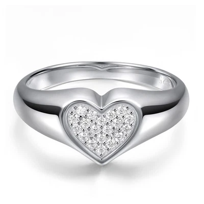 Anillo Banda Completa Redondo Moissanita Forma Corazón Hombres Plata Esterlina 925 Hip Hop GRA Foto 1 de 4