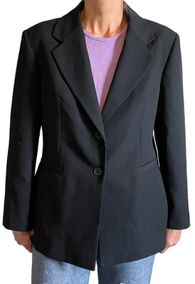 NWT ZARA Woman - Double Button Blazer Jacket -Office Casual Chic Black - XL - Image 1 of 4