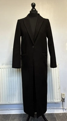 H&M FULL LENGTH BLACK TRENCH COAT LADIES SIDE POCKETS WORK OFFICE JACKET UK 6- 8 - Image 1 of 4