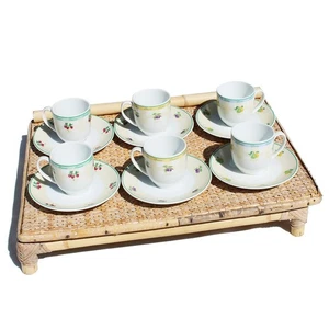 Set de 6 tasses et soucoupes en porcelaine Guy Degrenne Sucré Salé / fruits - Picture 1 of 5