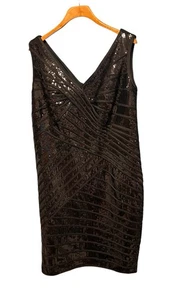Tadashi Shoji Evening Formal Dress Sz 16Q Bodycon Sleeveless Sequins Embroidery - Picture 1 of 12