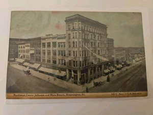 IL - BLOOMINGTON ILLINOIS 1909 Postkarte NORTHWEST CORNER MAIN & JEFFERSON STREET - Bild 1 von 3