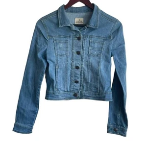 Papaya Girls Jean JacketL Blue Light Wash Pockets Button Denim Academia Western - Picture 1 of 12