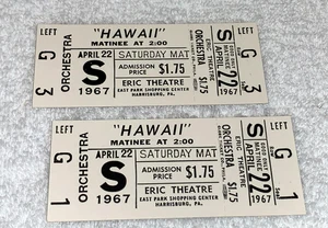 HAWAII 2 UNUSED 1967 MOVIE TICKETS Julie Andrews Max Von Sydow Richard Harris US - Picture 1 of 4