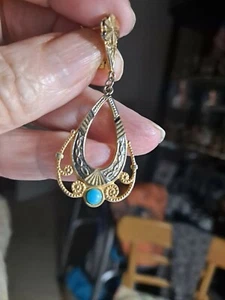 Pendientes Perforados Colgantes Toledo Damasceno De Colección España Estilo Clip Francés - Imagen 1 de 4