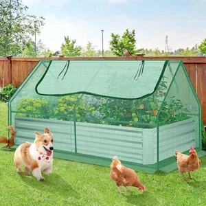 6x3x1ft Galvanized Raised Garden Bed Metal Planter Box Kit 2 Large Windows - Picture 1 of 6