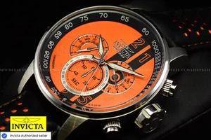 Invicta Men's 48mm S1 RALLY GPX Chronograph ORANGE/BLACK Dial Leather SS Watch - Picture 1 of 9
