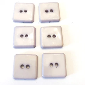Vintage Lilac Square Plastic Two Hold Flat Buttons Set of Six 1980's - Picture 1 of 3