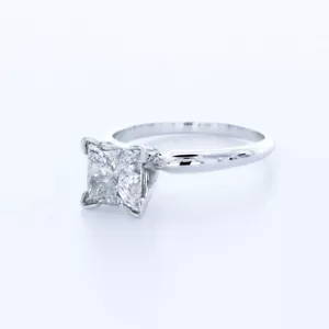 2.0 CT NATURAL DIAMOND G/SI2 PRINCESS CUT 18K WHITE GOLD CLASSIC SOLITAIRE RING - Picture 1 of 4